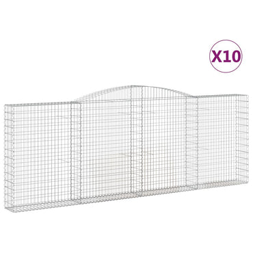 vidaXL Gabionen mit Hochbogen 10Stk. 400x30x140/160cm Verzinktes Eisen
