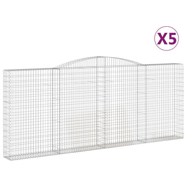 vidaXL Gabionen mit Hochbogen 5 Stk. 400x30x160/180cm Verzinktes Eisen