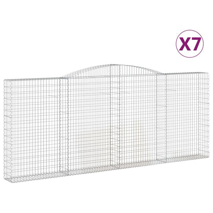 vidaXL Gabionen mit Hochbogen 7 Stk. 400x30x160/180cm Verzinktes Eisen