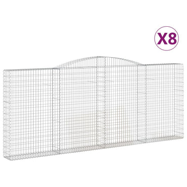vidaXL Gabionen mit Hochbogen 8 Stk. 400x30x160/180cm Verzinktes Eisen