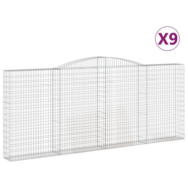 vidaXL Gabionen mit Hochbogen 9 Stk. 400x30x160/180cm Verzinktes Eisen