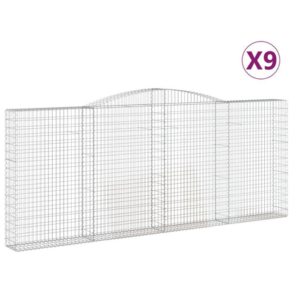 vidaXL Gabionen mit Hochbogen 9 Stk. 400x30x160/180cm Verzinktes Eisen