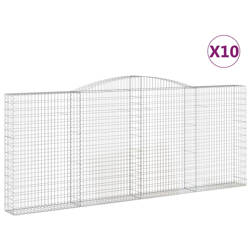 vidaXL Gabionen mit Hochbogen 10 Stk 400x30x160/180cm Verzinktes Eisen