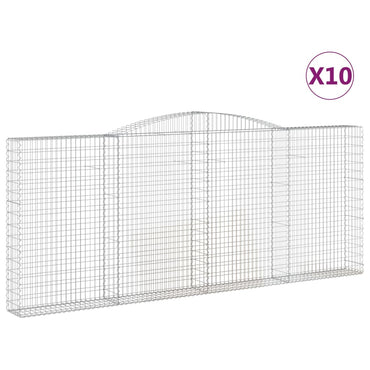 vidaXL Gabionen mit Hochbogen 10 Stk 400x30x160/180cm Verzinktes Eisen