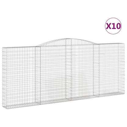 vidaXL Gabionen mit Hochbogen 10 Stk 400x30x160/180cm Verzinktes Eisen