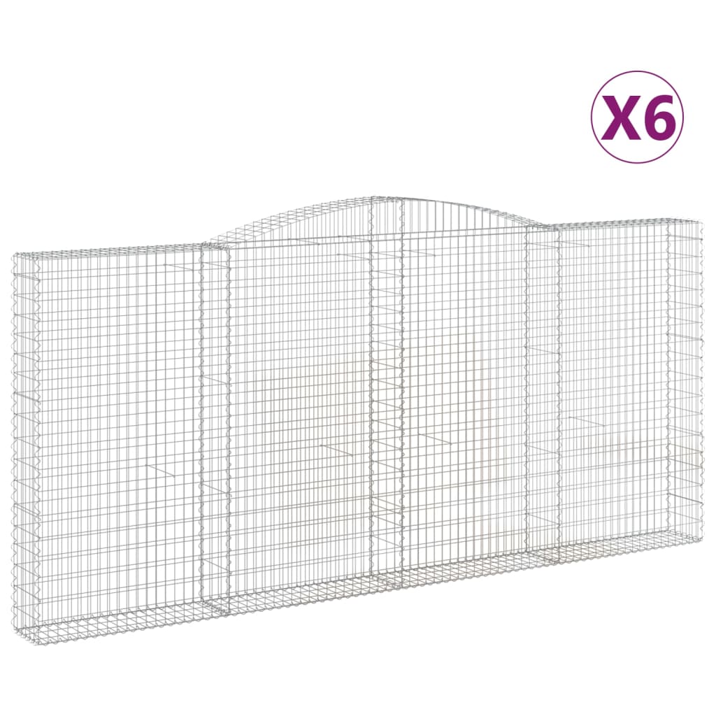 vidaXL Gabionen mit Hochbogen 6 Stk. 400x30x180/200cm Verzinktes Eisen