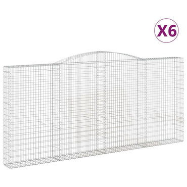 vidaXL Gabionen mit Hochbogen 6 Stk. 400x30x180/200cm Verzinktes Eisen