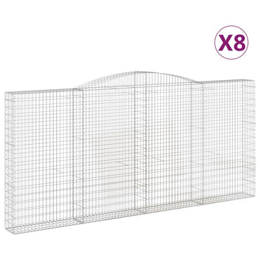 vidaXL Gabions à arc élevé 8 pcs. 400x30x180/200cm Fer galvanisé