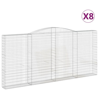 vidaXL Gabions à arc élevé 8 pcs. 400x30x180/200cm Fer galvanisé