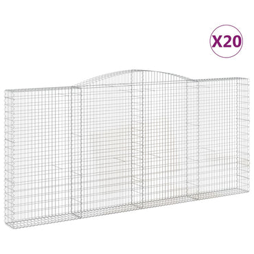 vidaXL Gabionen mit Hochbogen 20Stk. 400x30x180/200cm Verzinktes Eisen