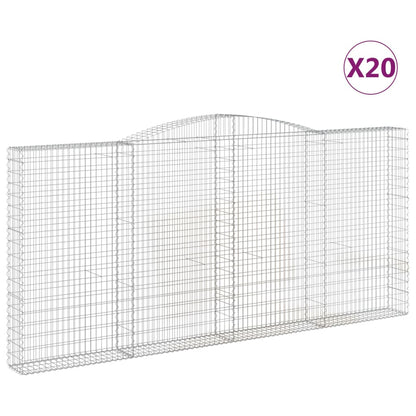 vidaXL Gabionen mit Hochbogen 20Stk. 400x30x180/200cm Verzinktes Eisen
