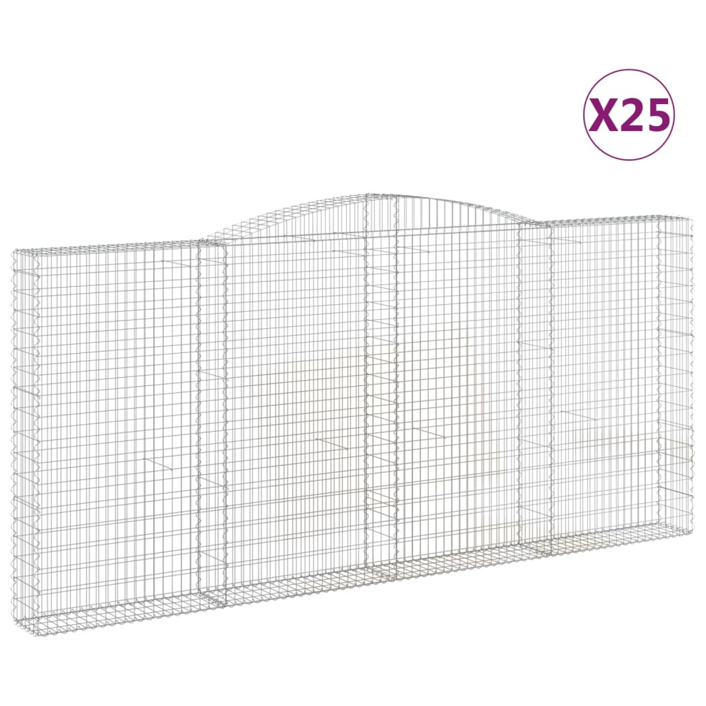 vidaXL Gabionen mit Hochbogen 25Stk. 400x30x180/200cm Verzinktes Eisen