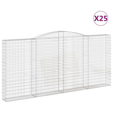 vidaXL Gabionen mit Hochbogen 25Stk. 400x30x180/200cm Verzinktes Eisen