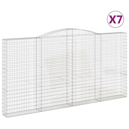 vidaXL Gabionen mit Hochbogen 7 Stk. 400x30x200/220cm Verzinktes Eisen