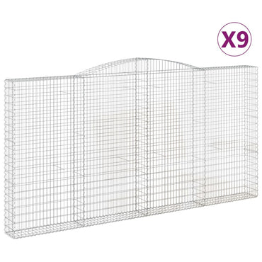 vidaXL Gabionen mit Hochbogen 9 Stk. 400x30x200/220cm Verzinktes Eisen