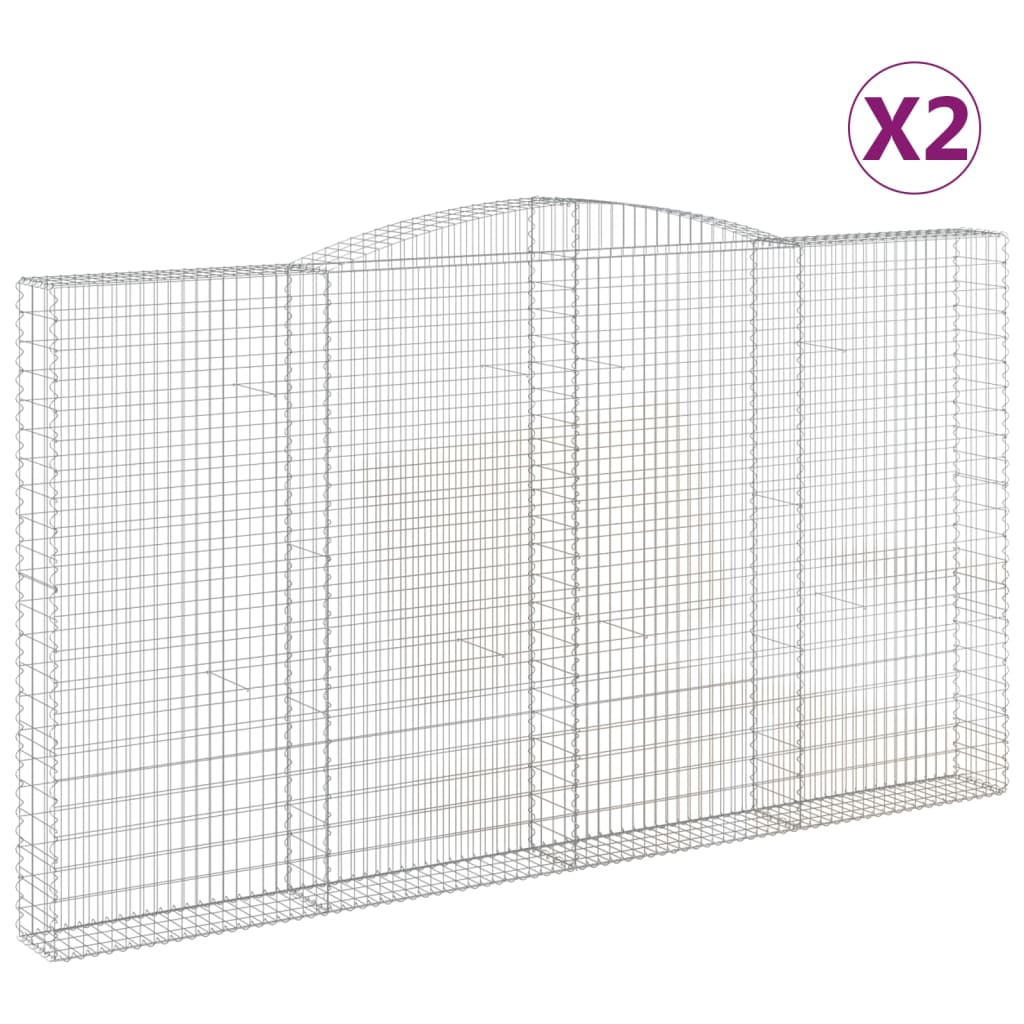 vidaXL Gabions avec arche 2 pcs 400x30x220/240 cm Fer galvanisé