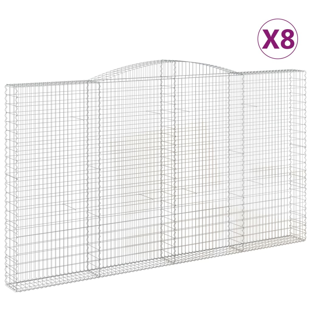 vidaXL Gabions à arc élevé 8 pcs. 400x30x220/240cm Fer galvanisé