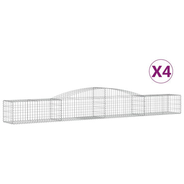 vidaXL Gabionen mit Hochbogen 4 Stk. 400x50x40/60cm Verzinktes Eisen