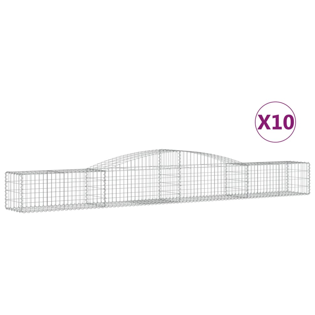 vidaXL Gabionen mit Hochbogen 10 Stk. 400x50x40/60cm Verzinktes Eisen