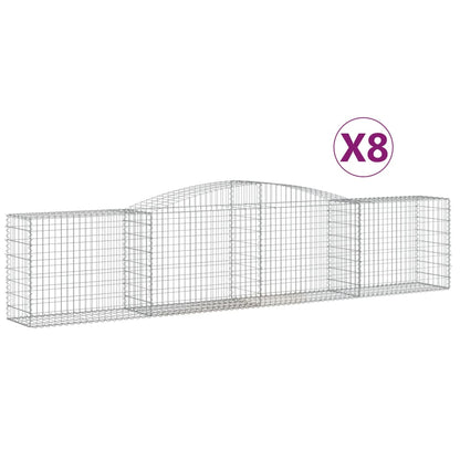 vidaXL Gabions avec arc élevé 8 pcs 400x50x80/100 cm Fer galvanisé