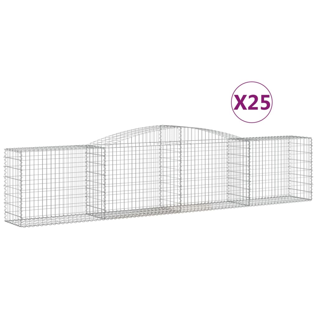 vidaXL Gabions avec arche surélevée 25 pcs 400x50x80/100 cm Fer galvanisé