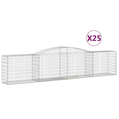 vidaXL Gabions avec arche surélevée 25 pcs 400x50x80/100 cm Fer galvanisé