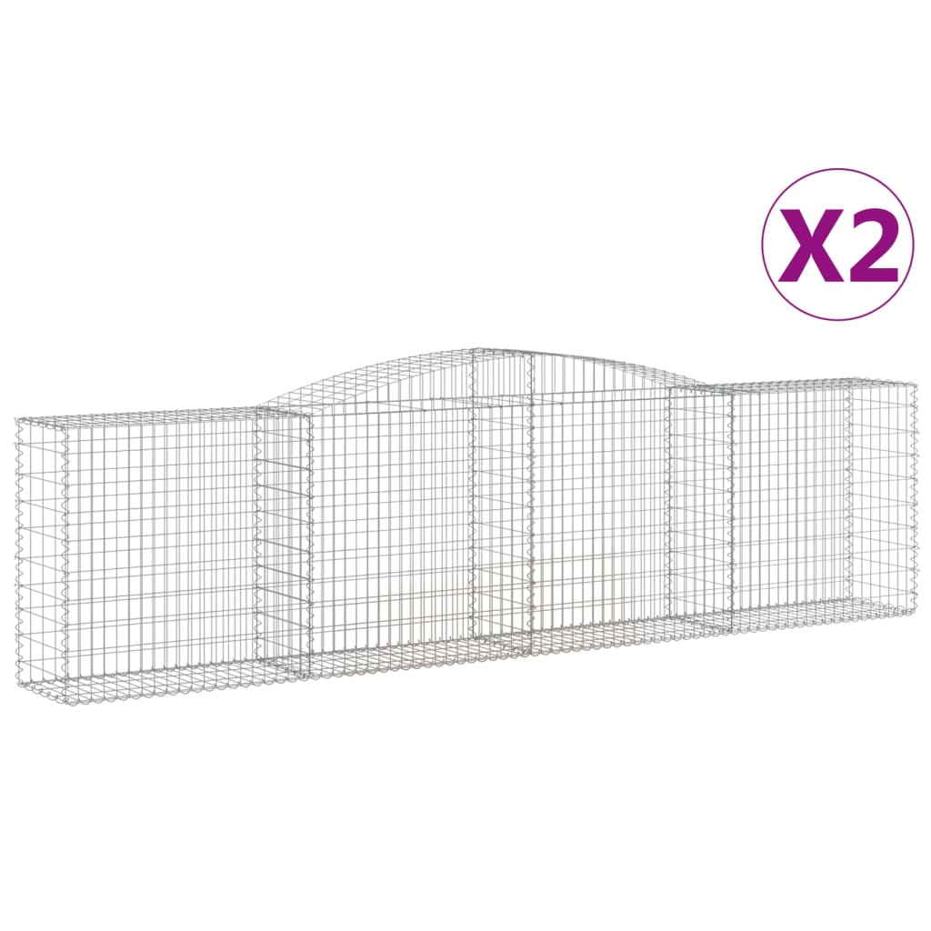 vidaXL Gabionen mit Hochbogen 2 Stk. 400x50x100/120cm Verzinktes Eisen
