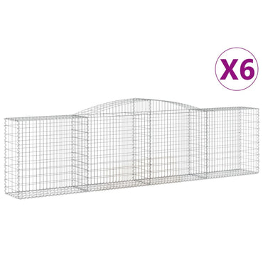 vidaXL Gabionen mit Hochbogen 6 Stk. 400x50x100/120cm Verzinktes Eisen