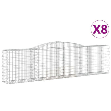 vidaXL Gabions avec arche 8 pcs 400x50x100/120 cm Fer galvanisé