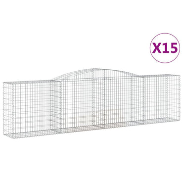 vidaXL Gabionen mit Hochbogen 15 Stk 400x50x100/120cm Verzinktes Eisen