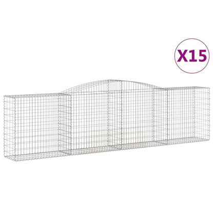 vidaXL Gabions avec arc surélevé 15 pcs 400x50x100/120cm Fer galvanisé