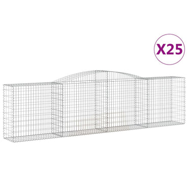 vidaXL Gabions avec arche 25 pcs 400x50x100/120 cm Fer galvanisé
