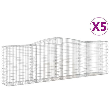 vidaXL Gabions avec arche 5 pcs 400x50x120/140cm Fer galvanisé