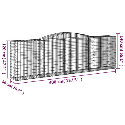 vidaXL Gabions avec arche 6 pcs 400x50x120/140cm Fer galvanisé