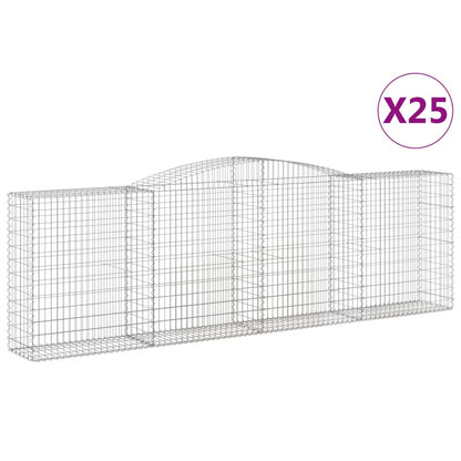 vidaXL Gabionen mit Hochbogen 25 Stk 400x50x120/140cm Verzinktes Eisen