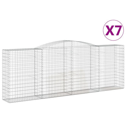 vidaXL Gabionen mit Hochbogen 7 Stk. 400x50x140/160cm Verzinktes Eisen