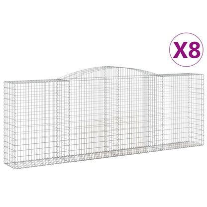 vidaXL Gabionen mit Hochbogen 8 Stk. 400x50x140/160cm Verzinktes Eisen