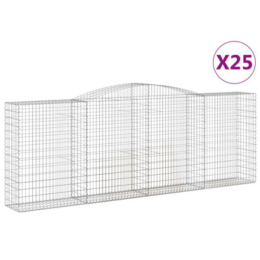 vidaXL Gabionen mit Hochbogen 25 Stk 400x50x140/160cm Verzinktes Eisen