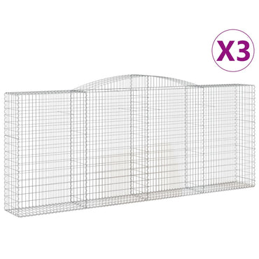 vidaXL Gabions avec arche surélevée 3 pcs 400x50x160/180 cm Fer galvanisé