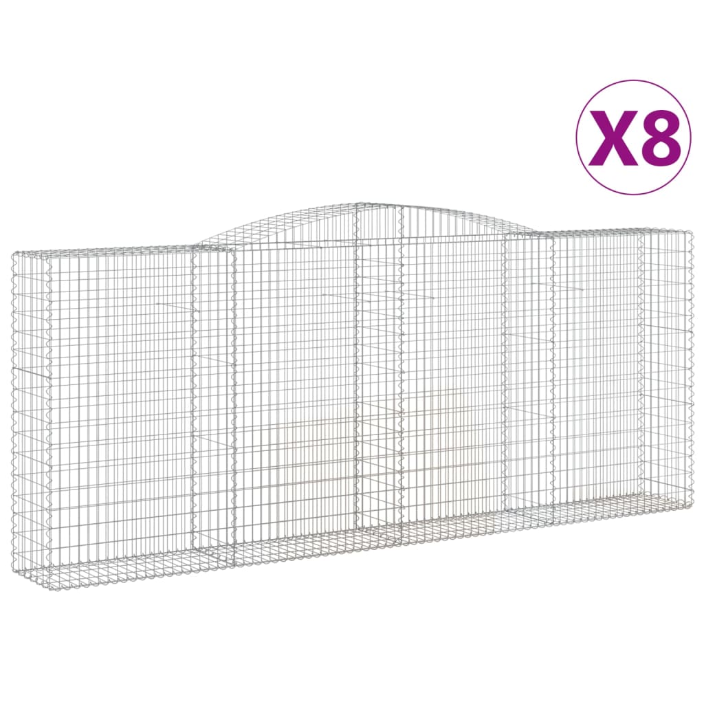 vidaXL Gabions avec arche 8 pcs 400x50x160/180cm Fer galvanisé
