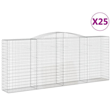 vidaXL Gabionen mit Hochbogen 25 Stk 400x50x160/180cm Verzinktes Eisen