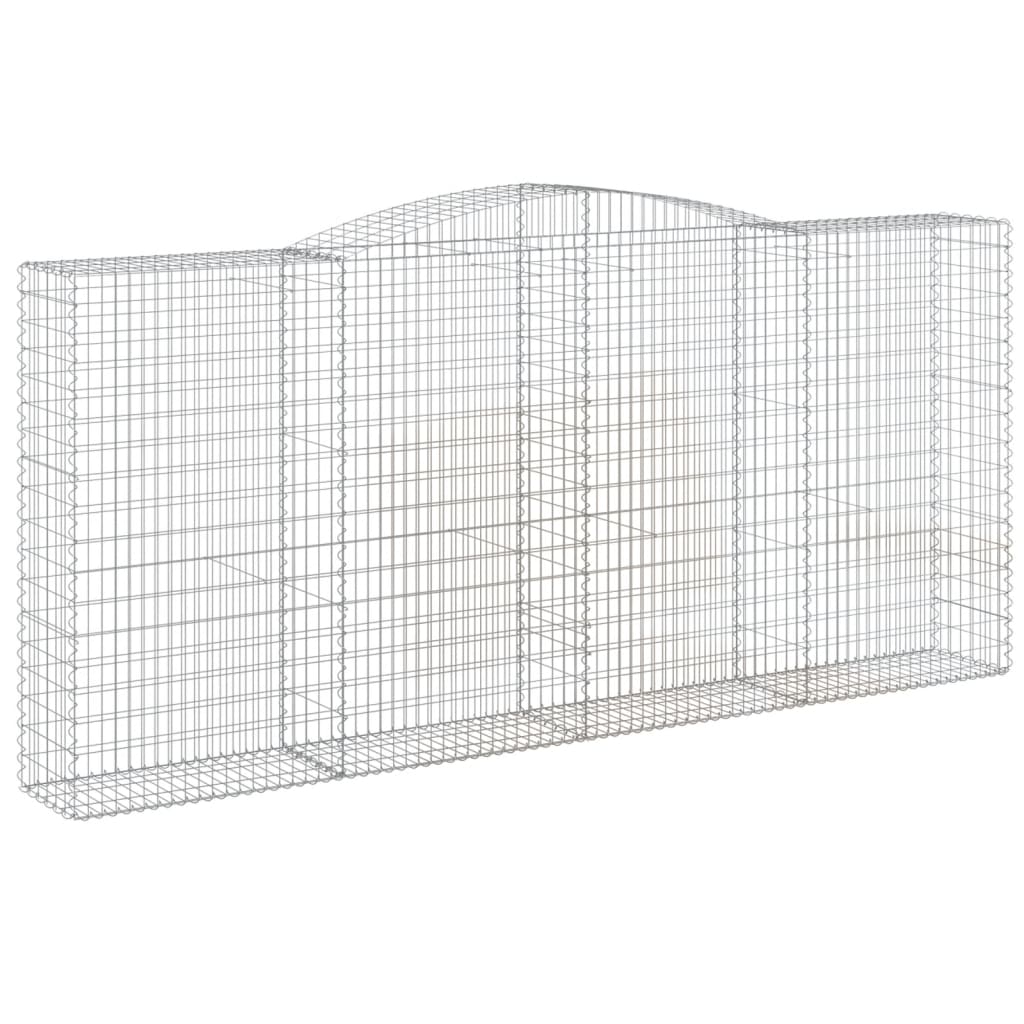 vidaXL Gabionen mit Hochbogen 2 Stk. 400x50x180/200cm Verzinktes Eisen