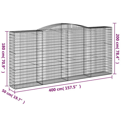 vidaXL Gabionen mit Hochbogen 10Stk. 400x50x180/200cm Verzinktes Eisen