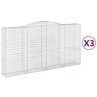 vidaXL Gabionen mit Hochbogen 3 Stk. 400x50x200/220cm Verzinktes Eisen