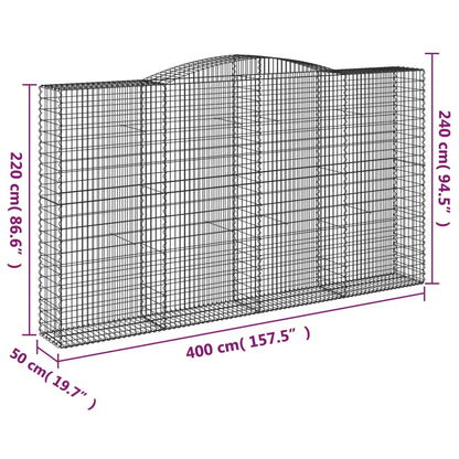 vidaXL Gabions à arche surélevée 4 pcs 400x50x220/240 cm Fer galvanisé