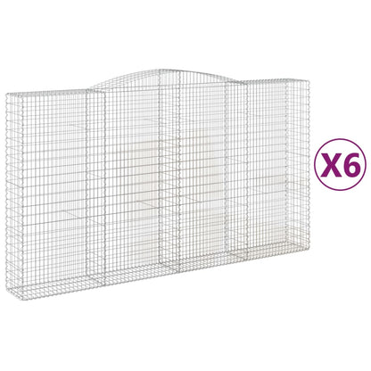 vidaXL Gabionen mit Hochbogen 6 Stk. 400x50x220/240cm Verzinktes Eisen