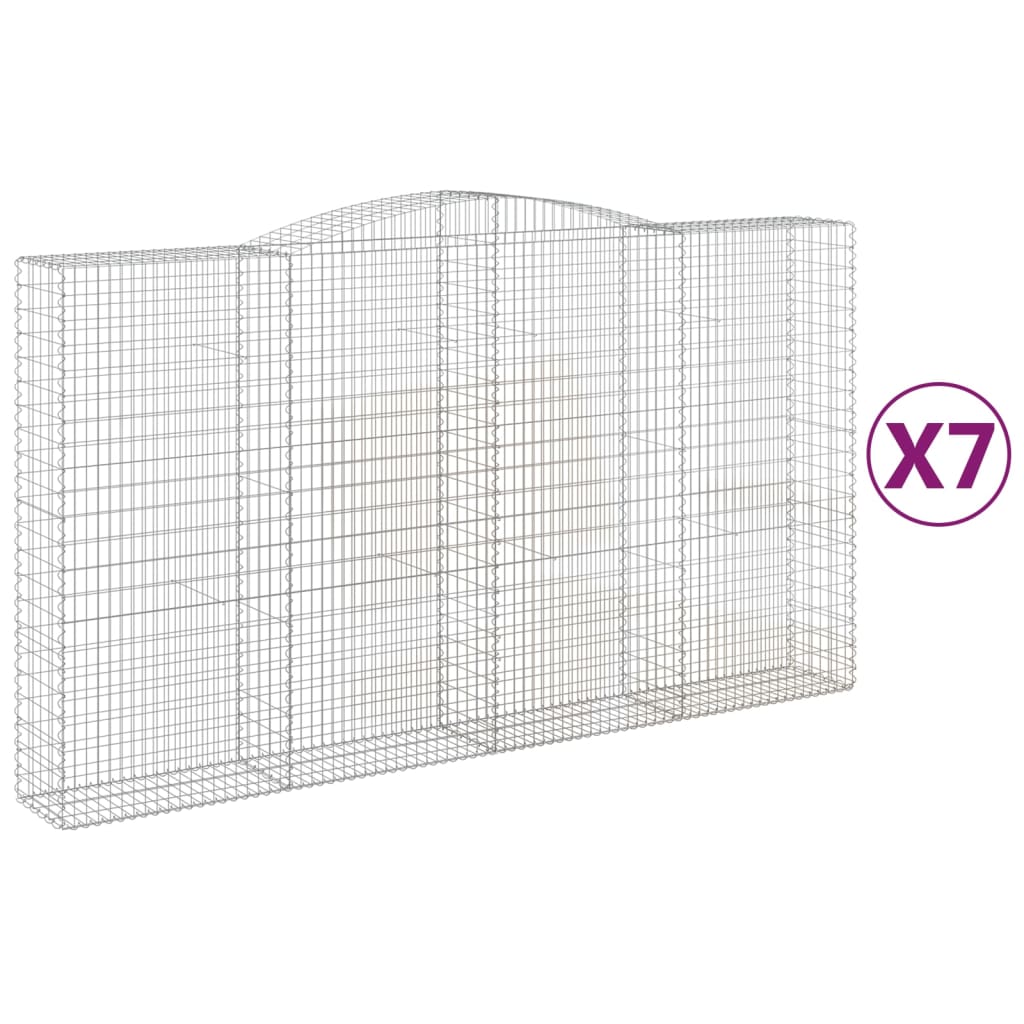 vidaXL Gabions avec arche 7 pcs 400x50x220/240 cm Fer galvanisé