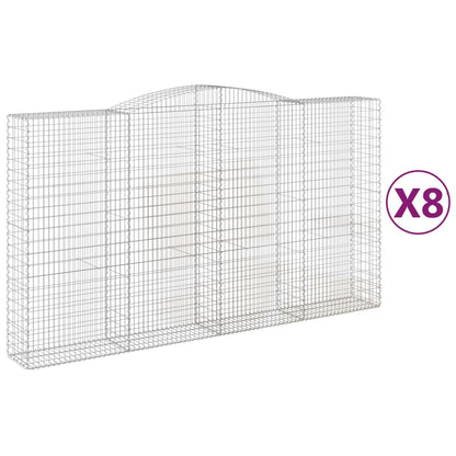 vidaXL Gabionen mit Hochbogen 8 Stk. 400x50x220/240cm Verzinktes Eisen