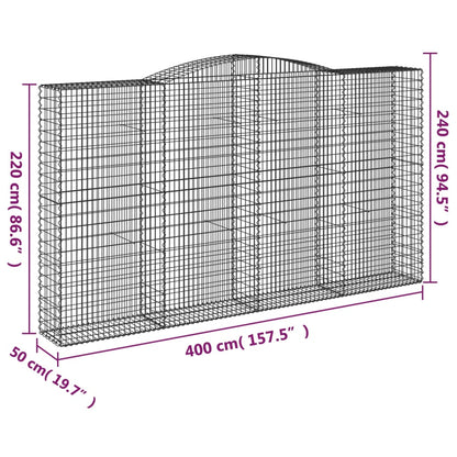 vidaXL Gabionen mit Hochbogen 8 Stk. 400x50x220/240cm Verzinktes Eisen