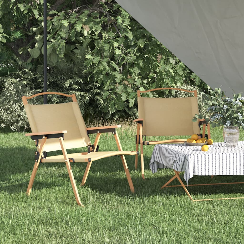 vidaXL Chaises de camping 2 pcs Beige 54x43x59 cm Tissu Oxford